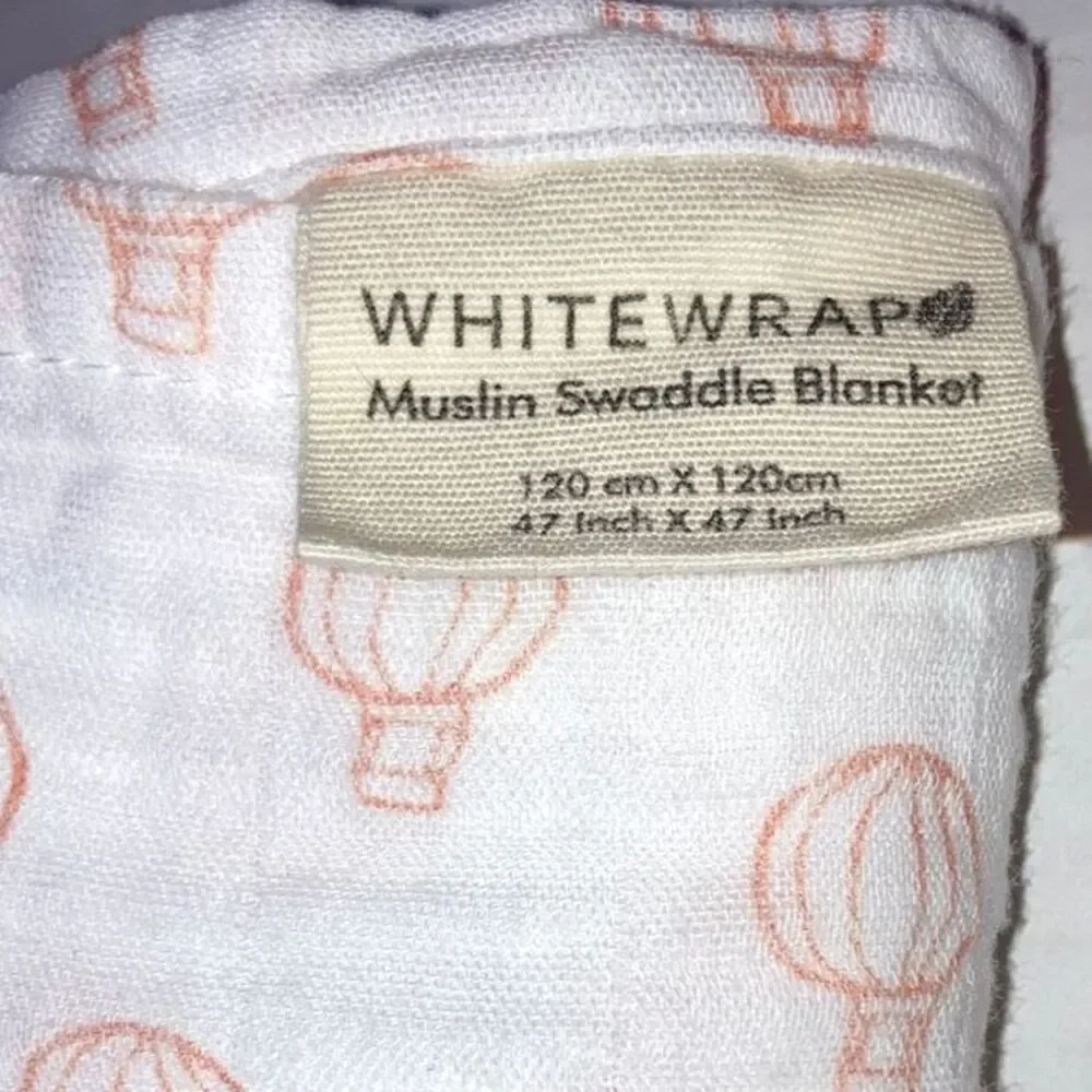 WHITEWRAP Muslin Swaddle Blanket Soft Cotton Little Orange Air Balloons 47 in